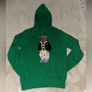 Polo Ralph Lauren - Preppy Bear Cotton Hooded Jumper Cruise Green Size Medium